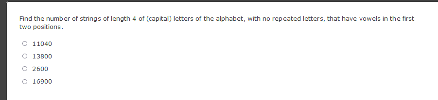Find the number of strings of length 4 of