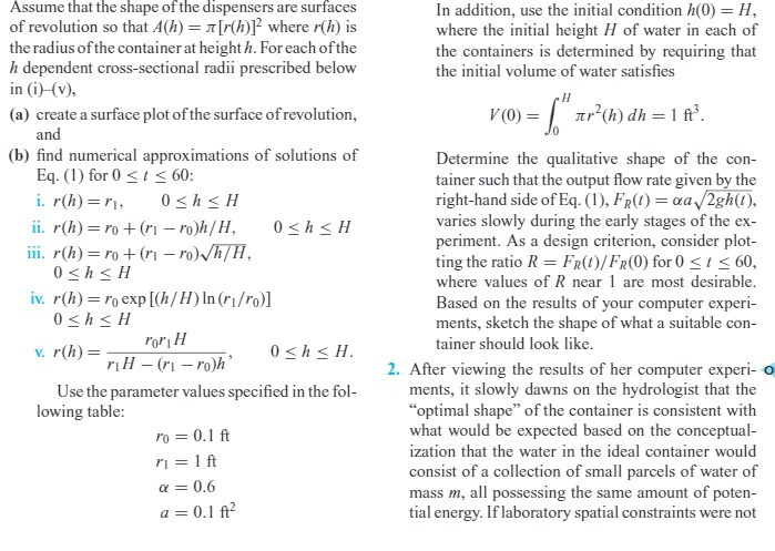 Assume that the shape of the dispensers are