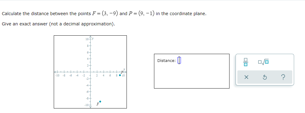 question 1 Calculate the distance between the