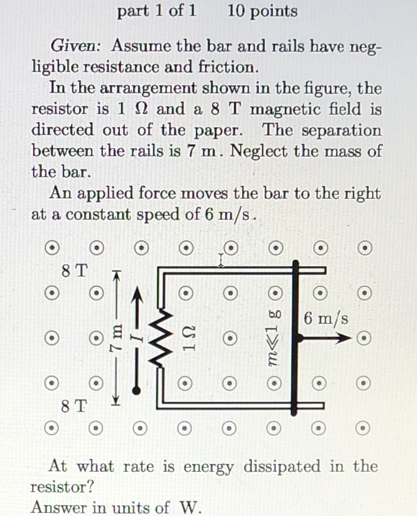 part 1 of 1 10 points Given: Assume the bar and