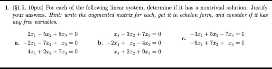 kindly correctly 1. ($1.5, 10pts) For each of the