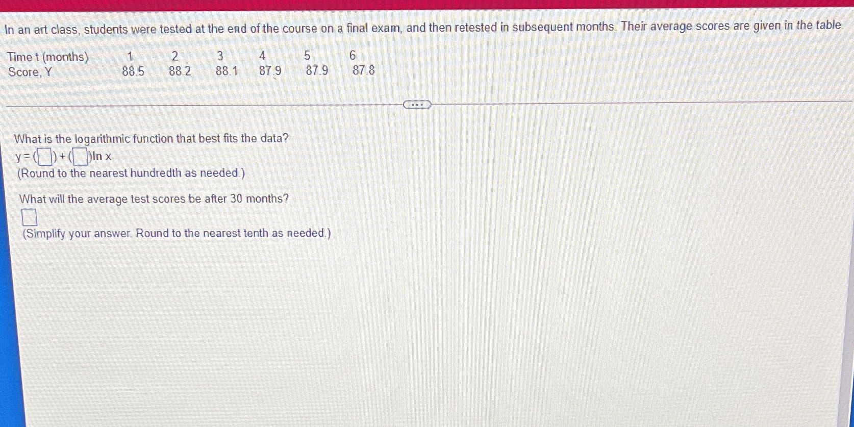 Thank you In an art class, students were tested