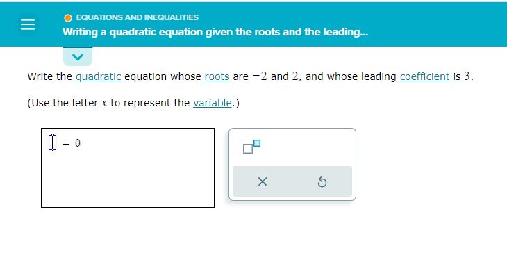 module is equations and inequalities, topic is