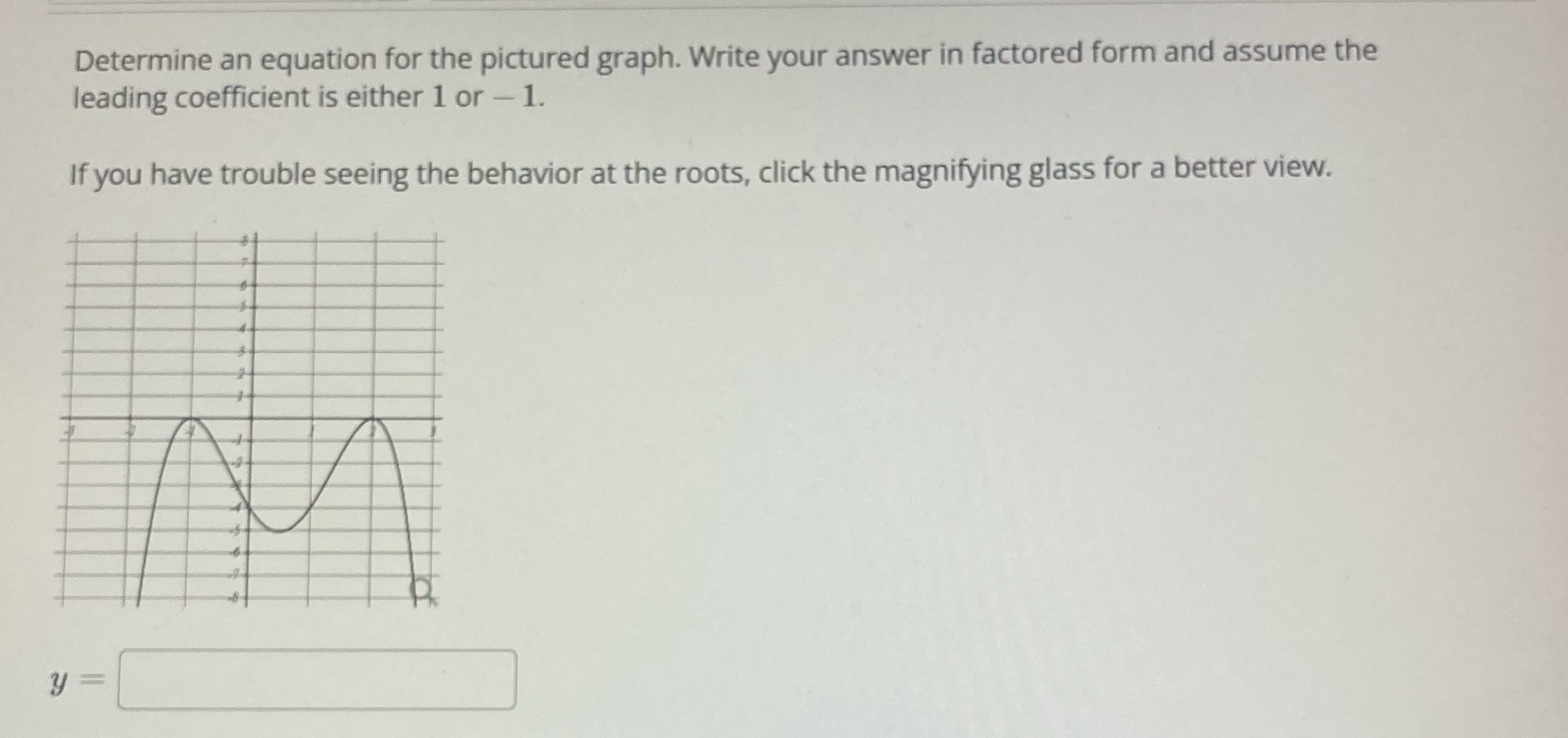 Determine an equation for the pictured graph.