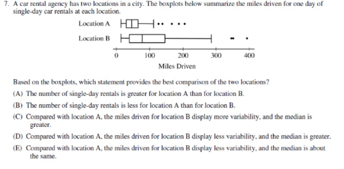 7. A car rental agency has two locations in a