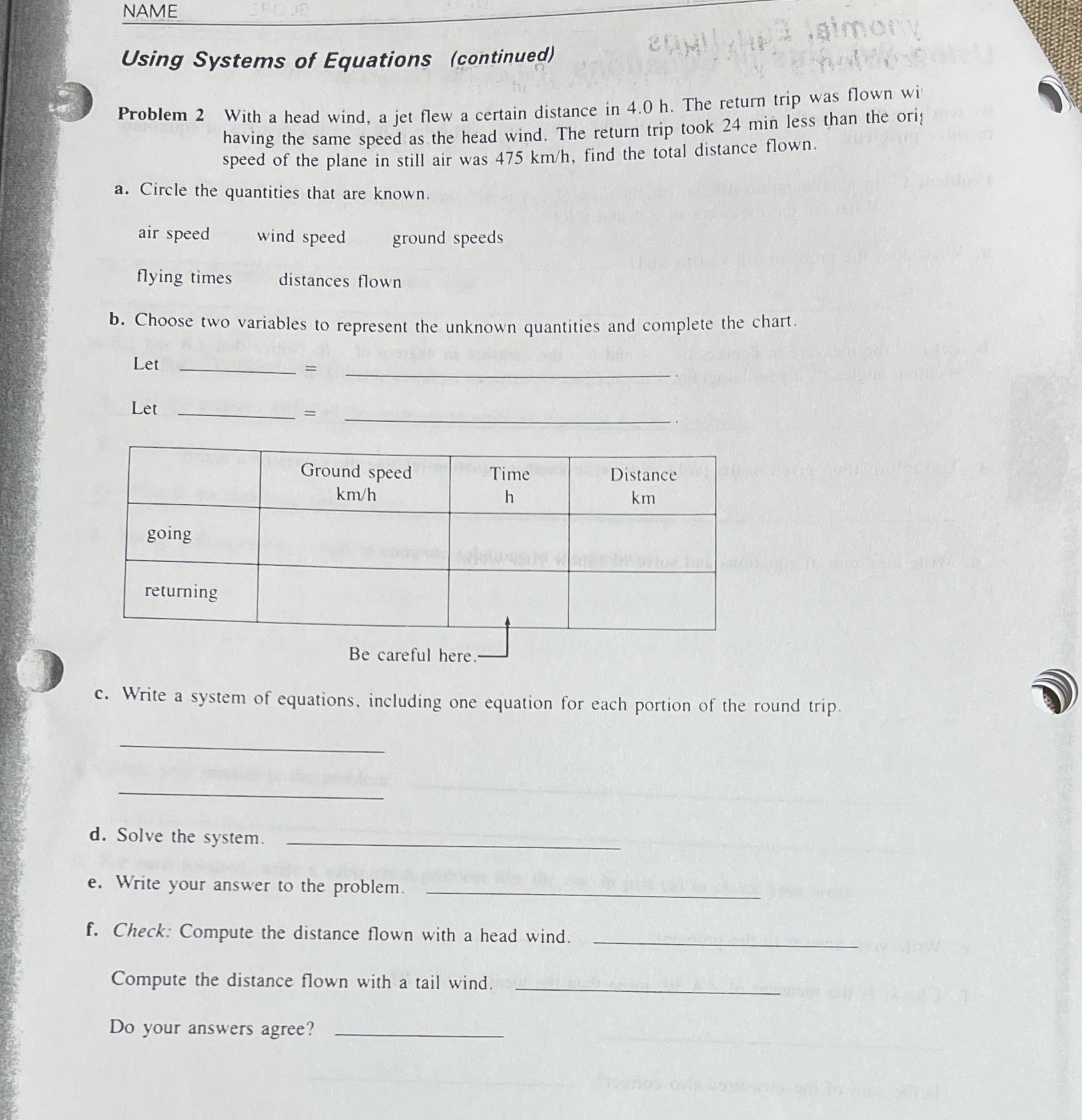 NAME Using Systems of Equations (continued)