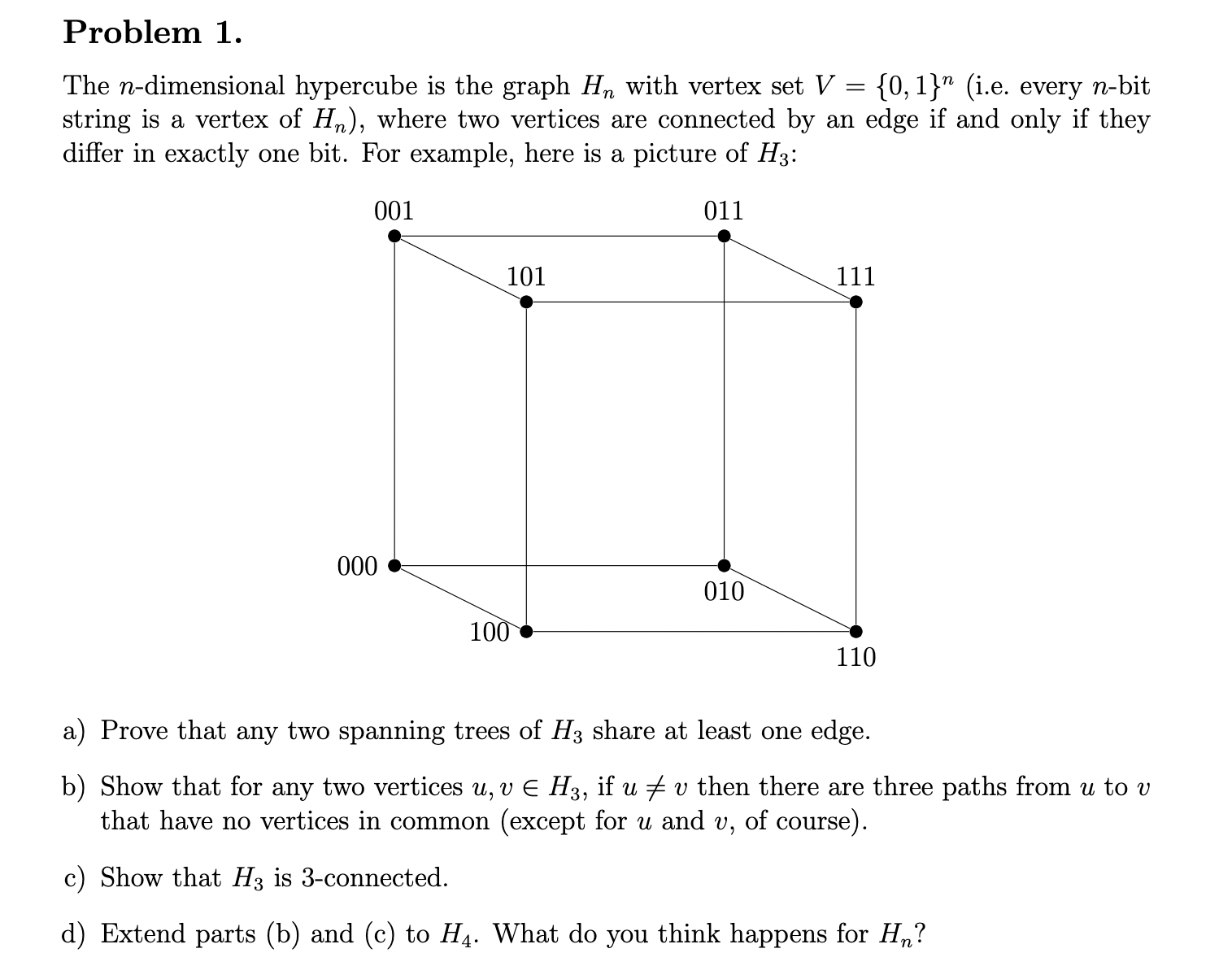 Problem 1. The ndimensional hypercube is the