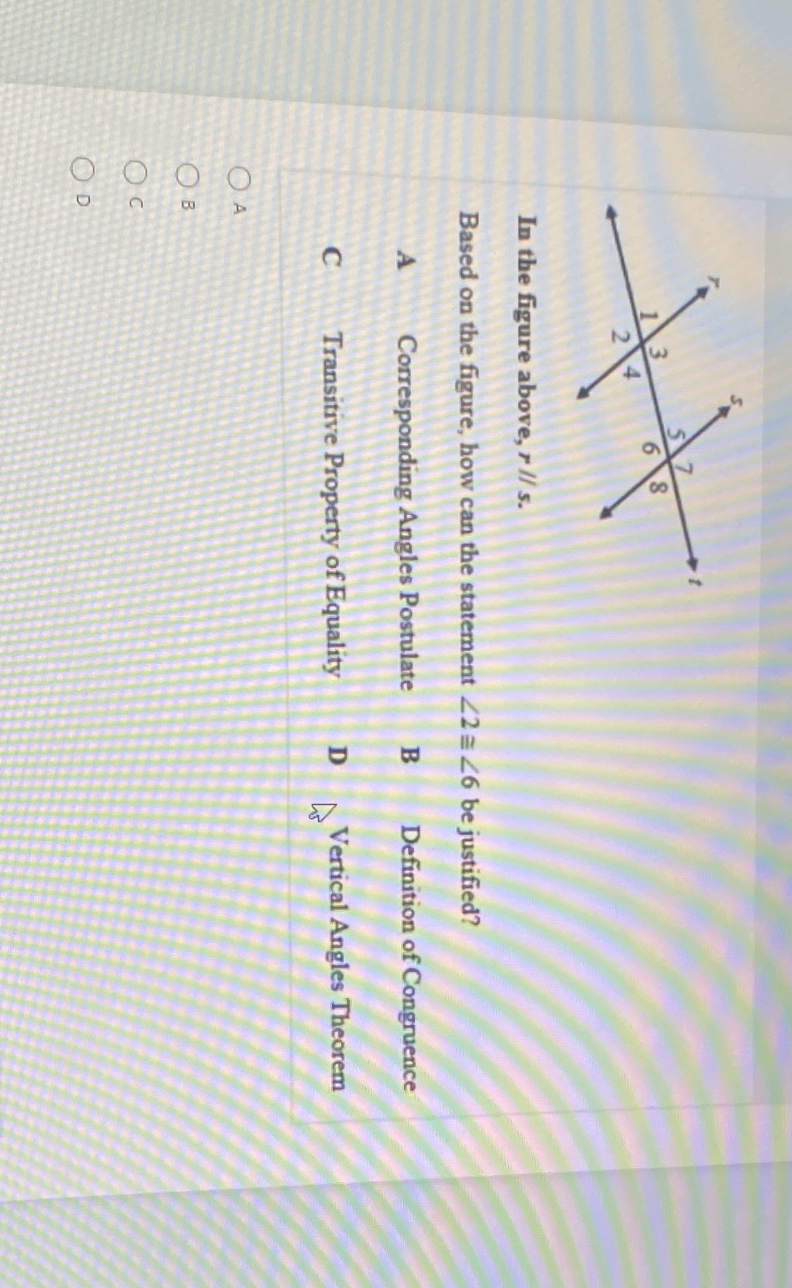 m In the figure above, r // s. Based on the