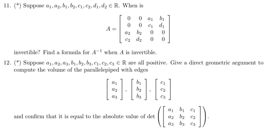 11. (*) Suppose a1, a2, b1, b2, C1, C2, d1, d2 E