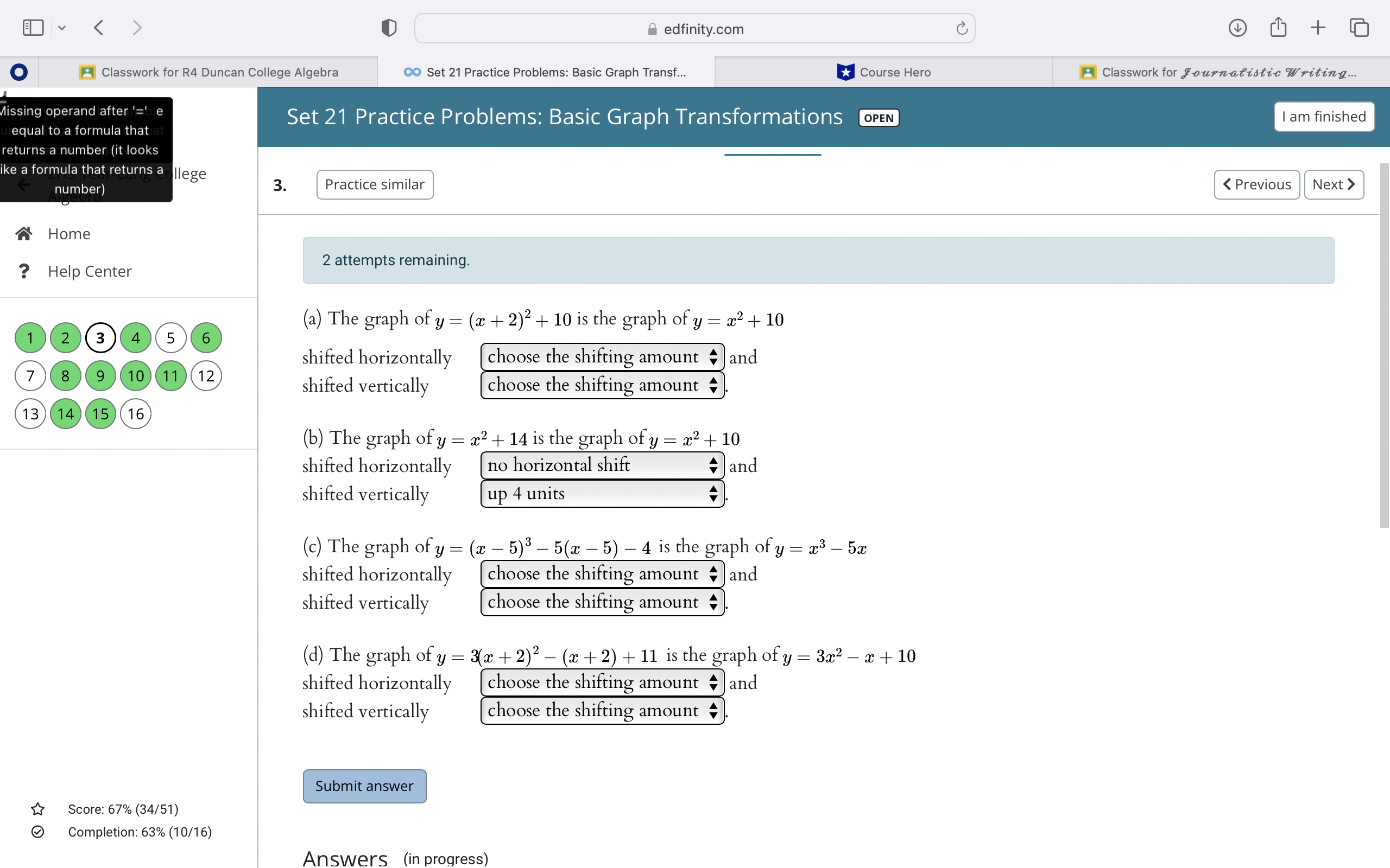 < edfinity.com C + O Classwork for R4 Duncan