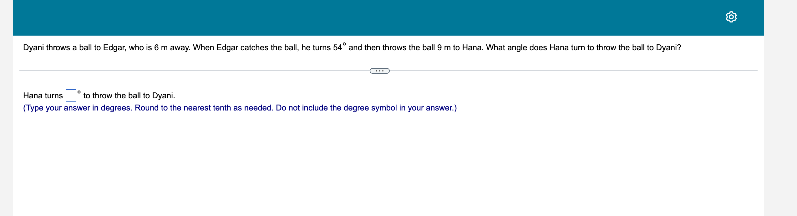 Dyani throws a ball to Edgar, who is 6 m away.
