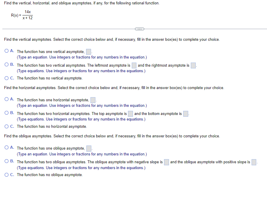 Find the vertical, horizontal, and oblique