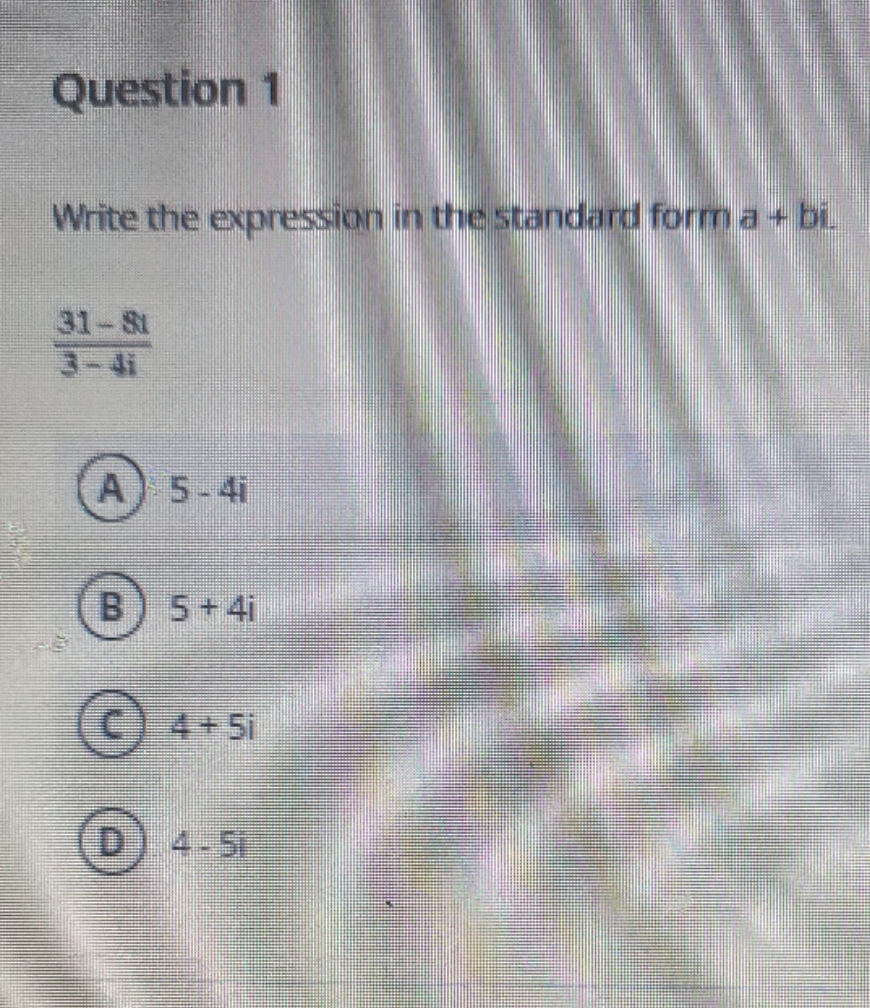 write the expression in the standard form a+bi