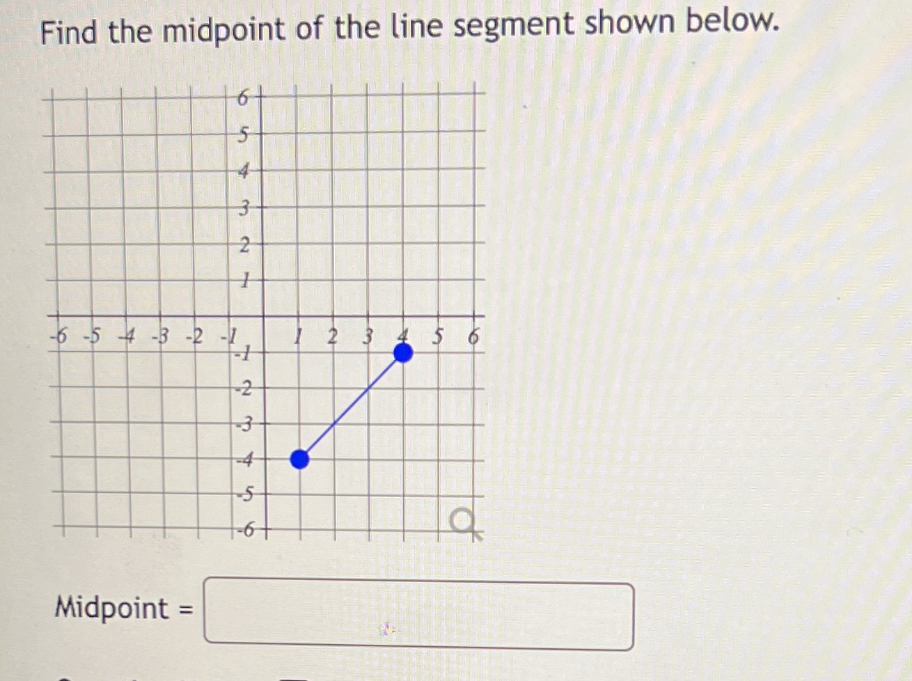 Find the midpoint of the line segment shown
