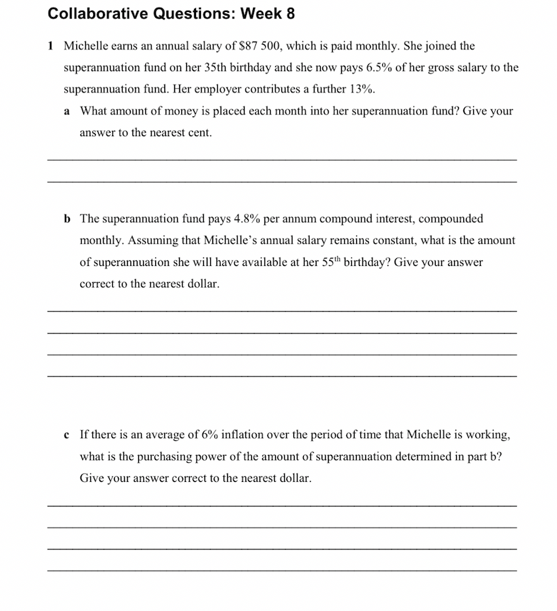 Collaborative Questions: Week 8 I Michelle earns