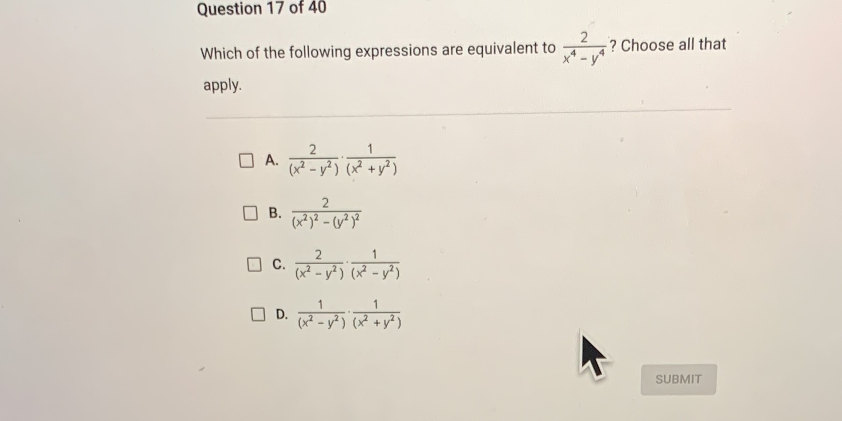 Question 17 of 40 2 Which of the following