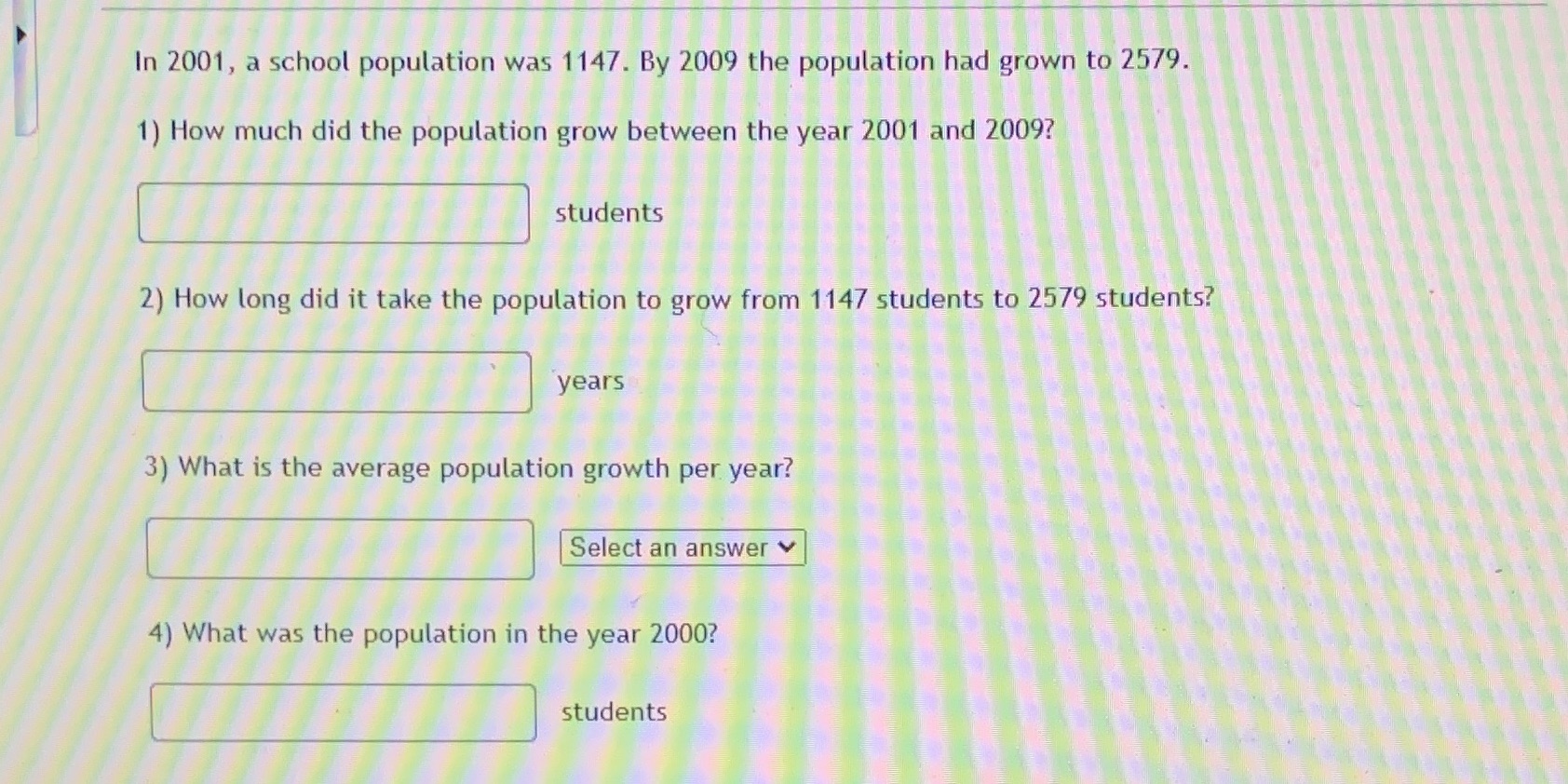 5. Find an equation for the population P, of the