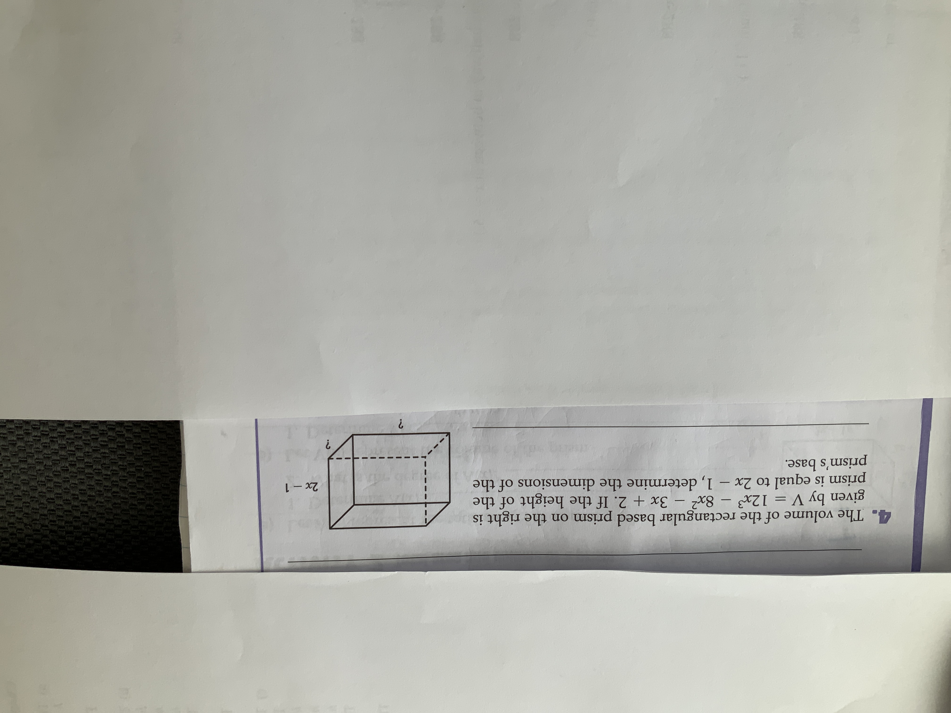 4. The volume of the rectangular based prism on