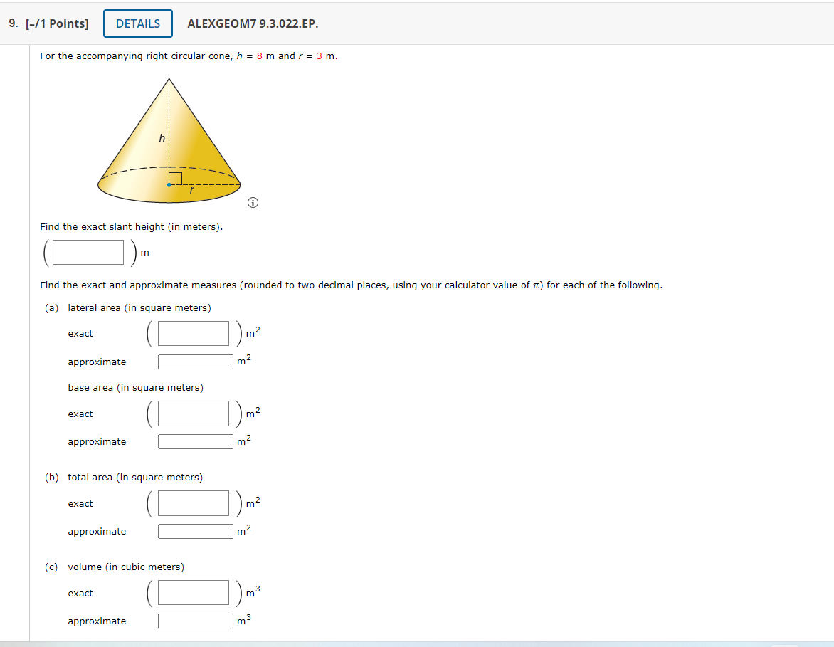 3. [-/1 Points] DETAILS ALEXGEOM7 9.3.007. The