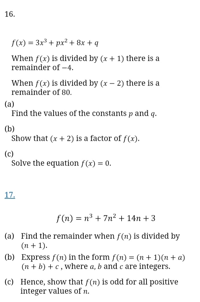 cubic polynomial 16. f(x) = 3x3 + 359:2 + 8x + q
