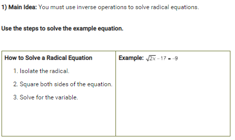 1) Main Idea: You must use inverse operations to