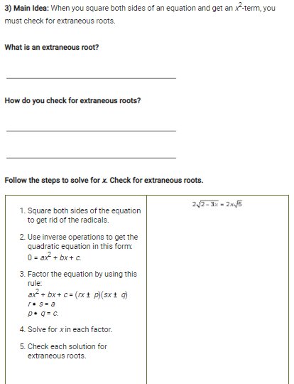 1) Main Idea: You must use inverse operations to