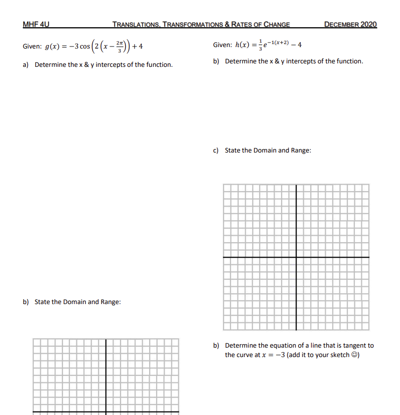 MHF 4U TRANSLATIONS. TRANSFORMATIONS & RATES OF