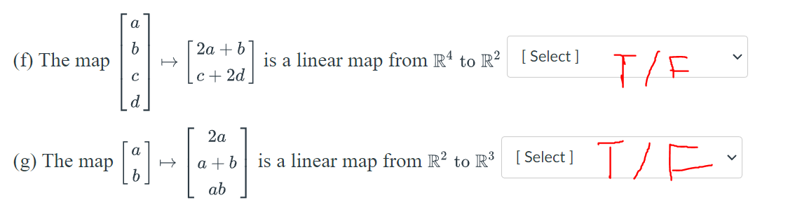 Please help with practice \f\f(D The map +> l2a+b