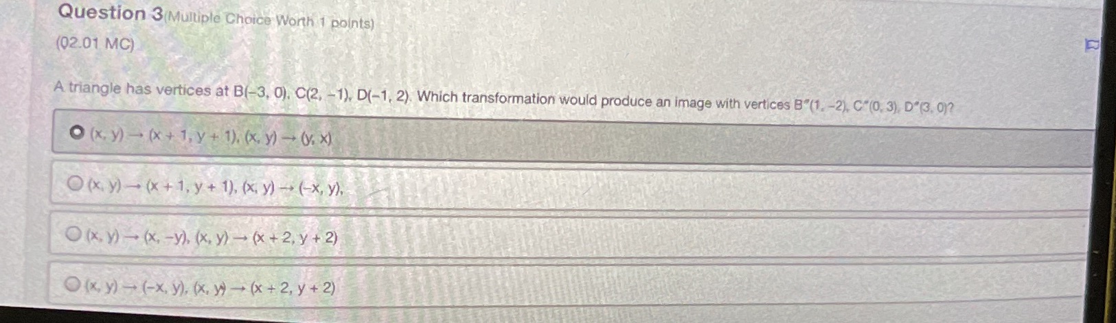 Question 3(Multiple Choice Worth 1 points) (02.01