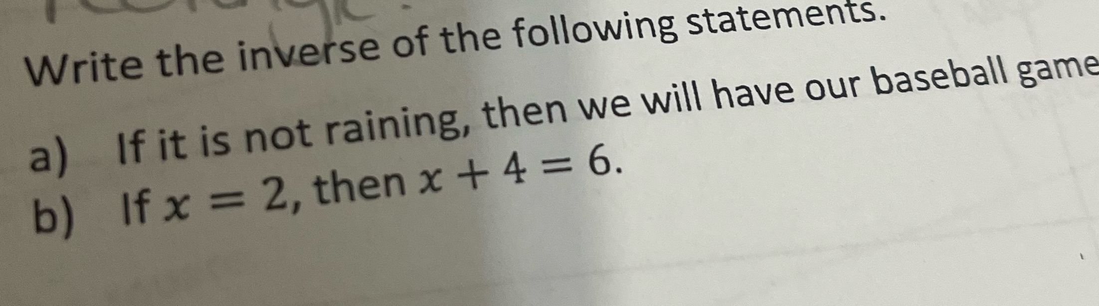 what is the inverse of this statement Write the
