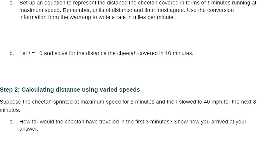 a. Set up an equation to represent the distance