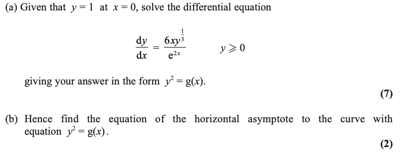 do solve the following (a) Given that y = 1 at x