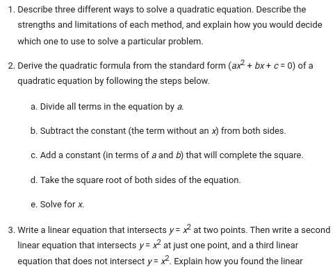 1. Describe three different ways to solve a