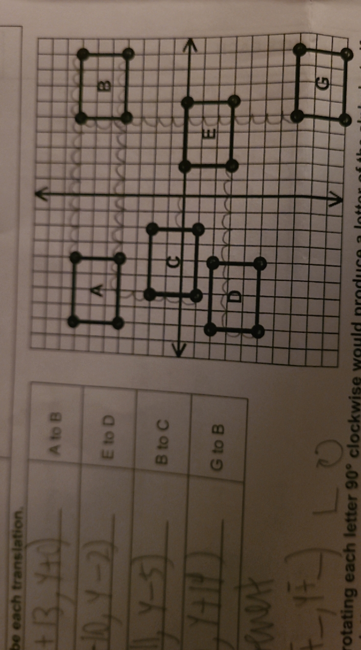 be each translation + 3. y40 A to B 10. Y -2) E