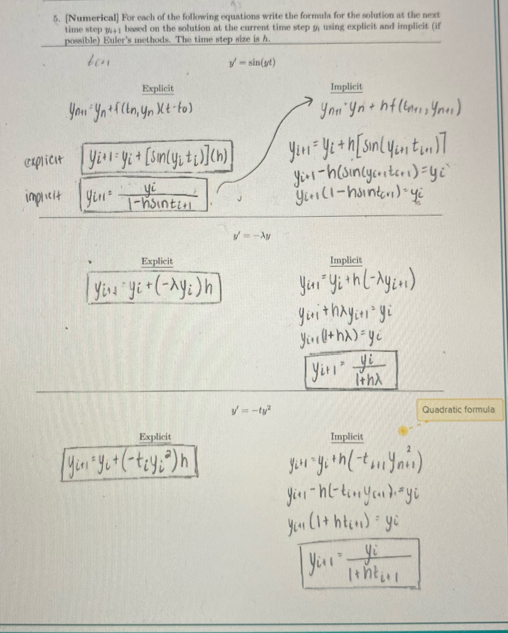 5. [Numerical] For each of the following