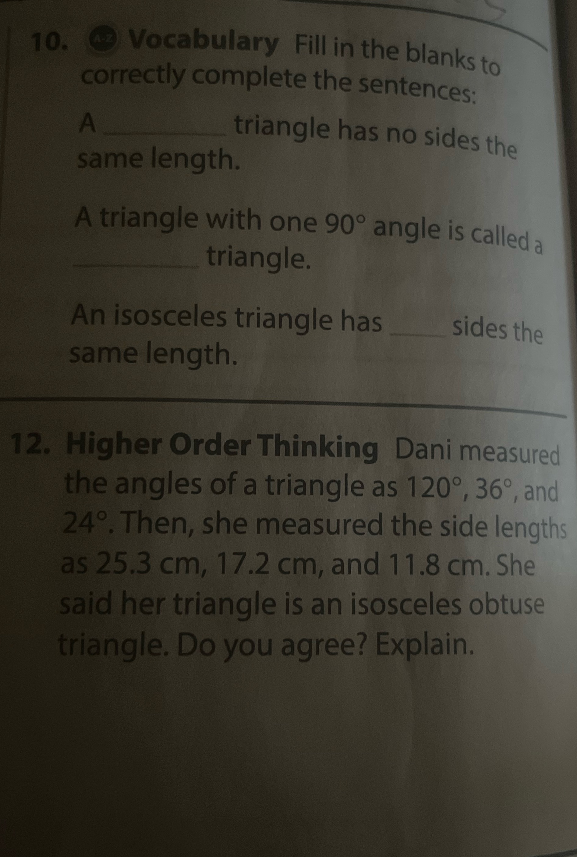 Help with question 10 and 12 10. 42 Vocabulary