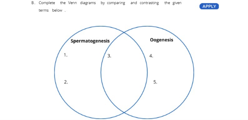 B. Complete the Venn diagrams by comparing and
