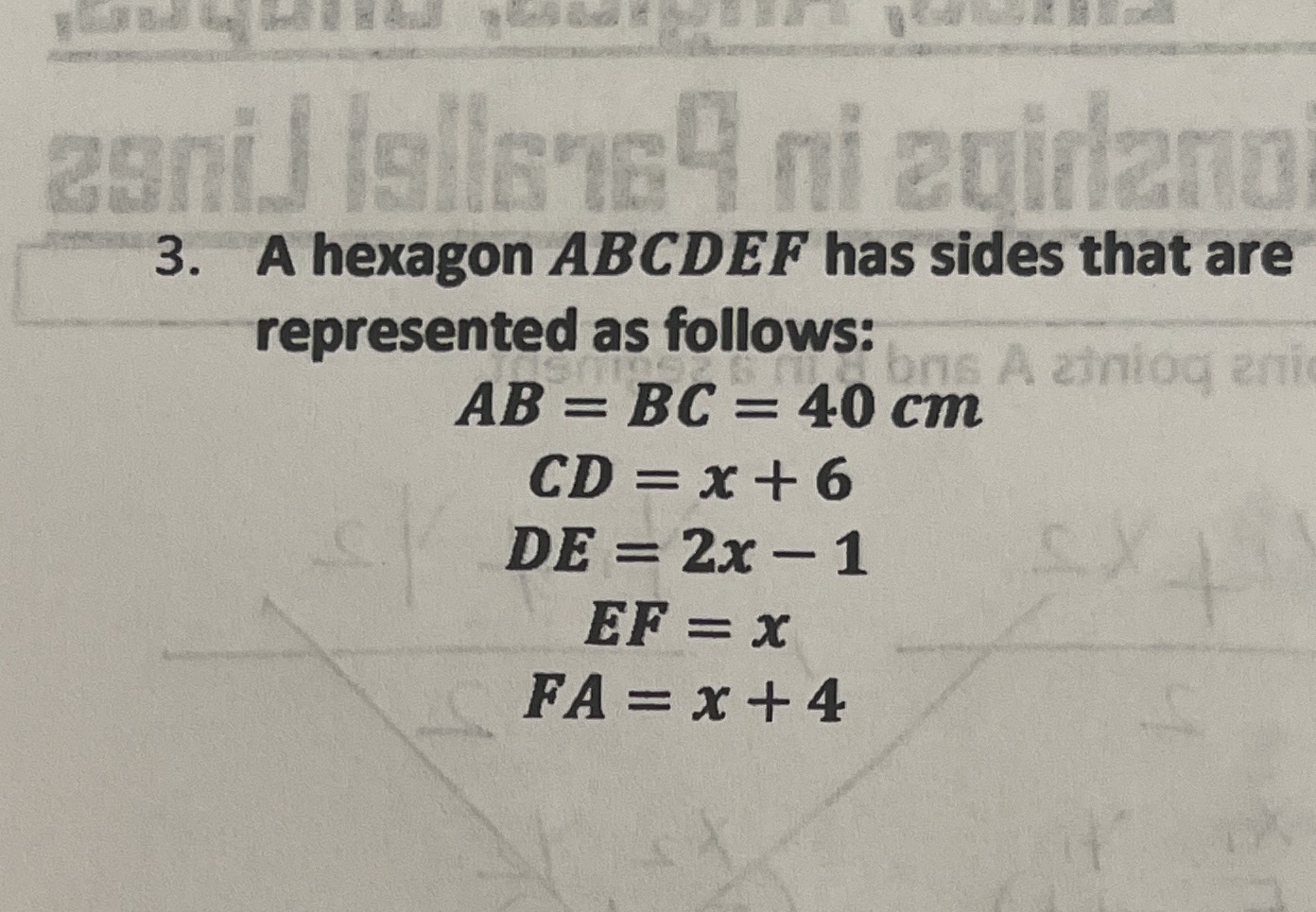 I have to determine the measure of perimeter of
