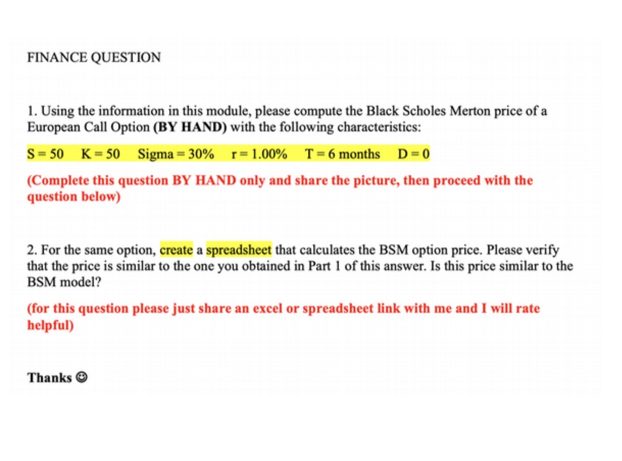 FINANCE QUESTION 1. Using the information in this