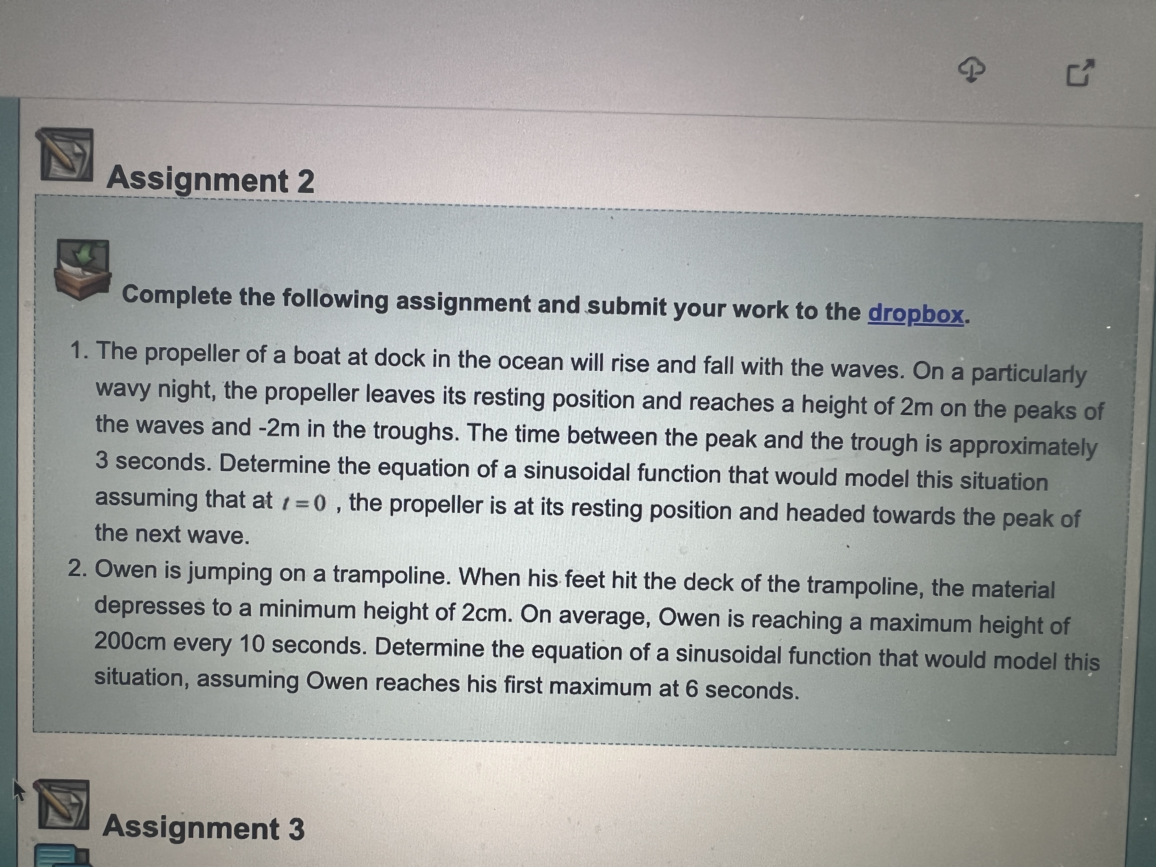 Assignment 2 Complete the following assignment