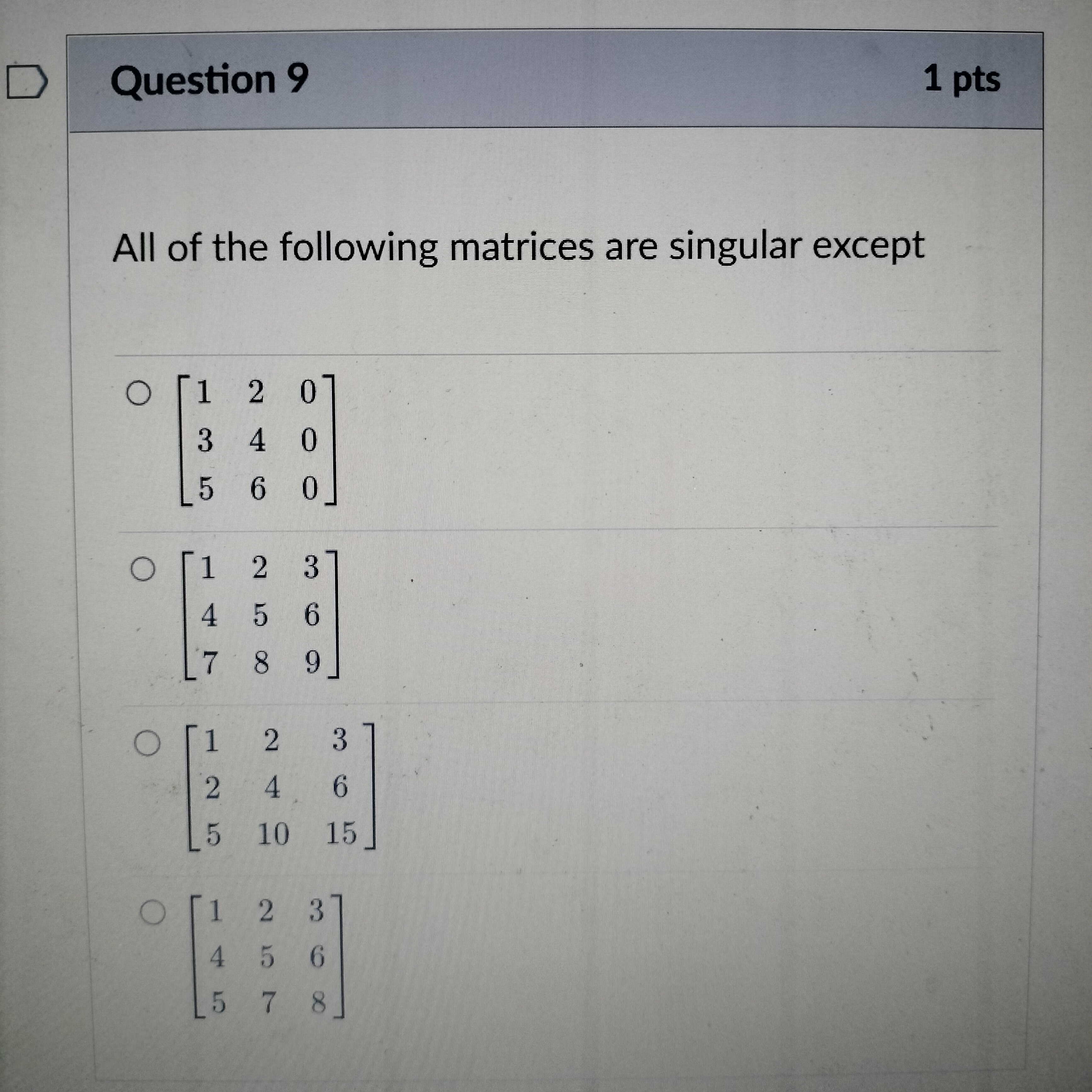 Question 6 1 pt How many solutions does the
