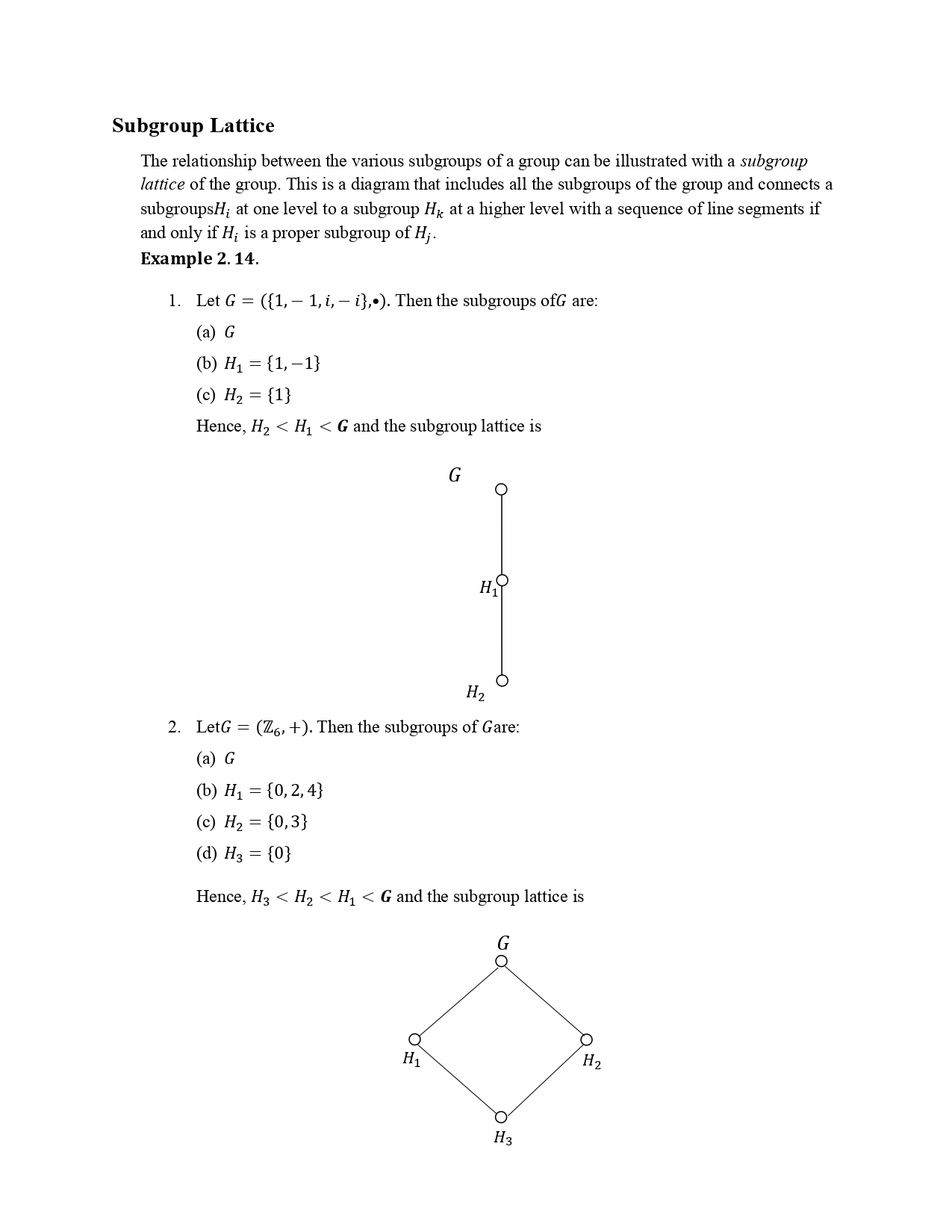Subgroup Lattice The relationship between the