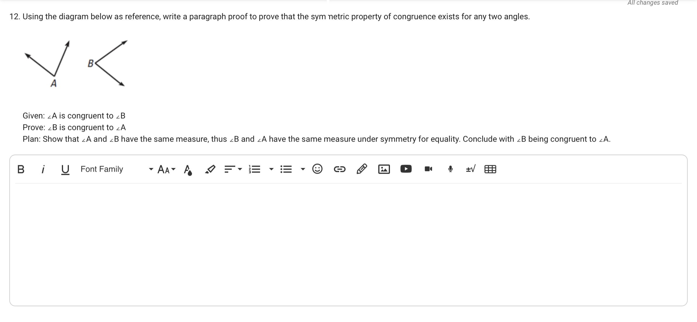 All changes saved 12. Using the diagram below as