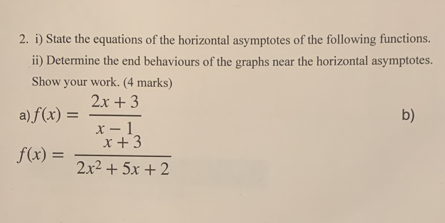 2. i) State the equations of the horizontal