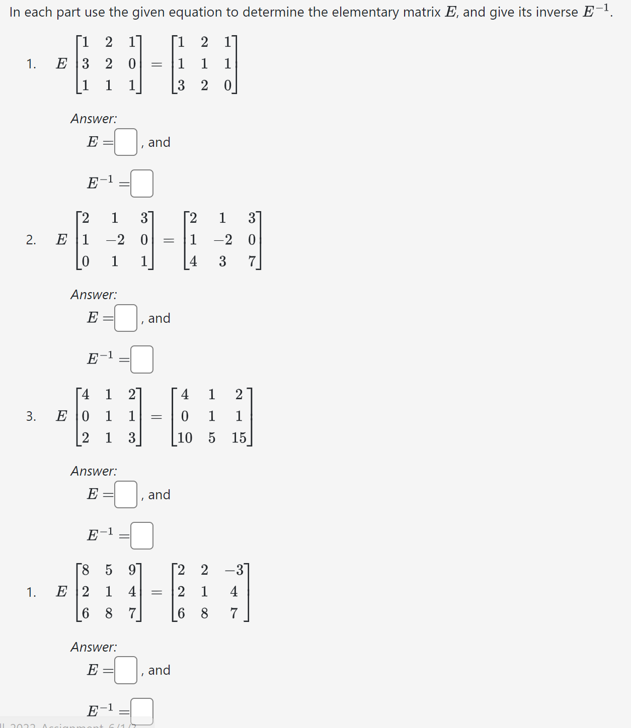 In each part use the given equation to determine