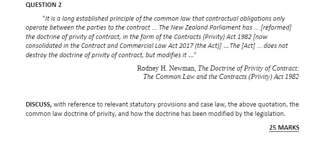 QUESTION 2 "It is a long established principle of