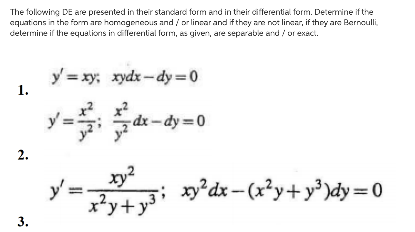 The following DE are presented in their standard