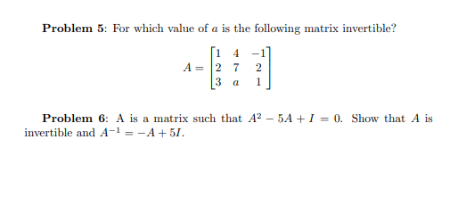 Problem 5: For which value of a is the following