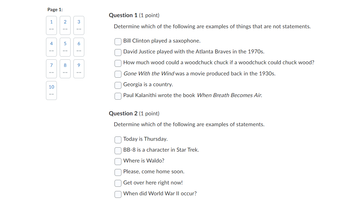 Page 1: Question 1 (1 point) 1 2 3 Determine