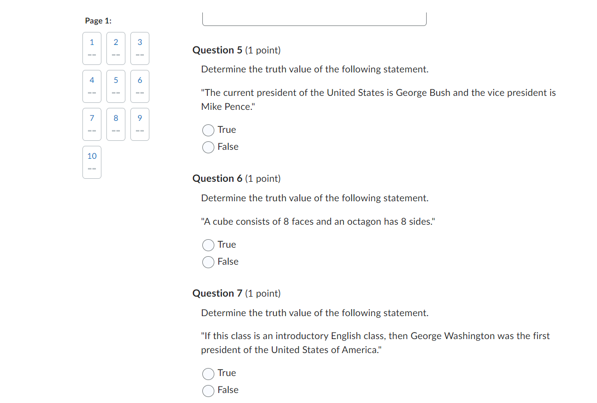 Page 1: Question 1 (1 point) 1 2 3 Determine